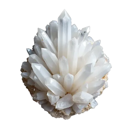 A cluster of selenite: translucent white satin-fibred wands, a desert rose and glassy sheets, luminous against near-black.