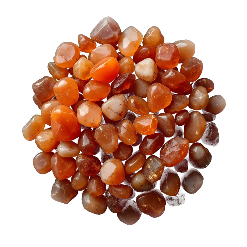 A gathered group of sunstone: polished orange and honey pieces flashing with copper-coloured metallic glitter.